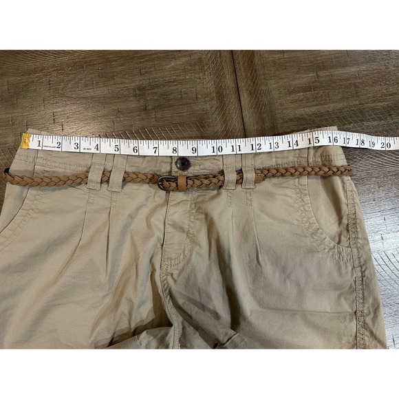 NWT Sonoma Women’s Size 12 Tan Khaki MidRise Belted Modern Short Comfort Stretch - Picture 10 of 16